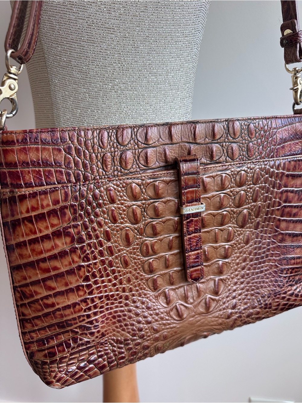 Brahmin Leather Crossbody Shoulder Bag in Pecan Melbourne - Picture 2 of 16